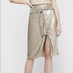 Express High Waisted Sequin Wrap Skirt